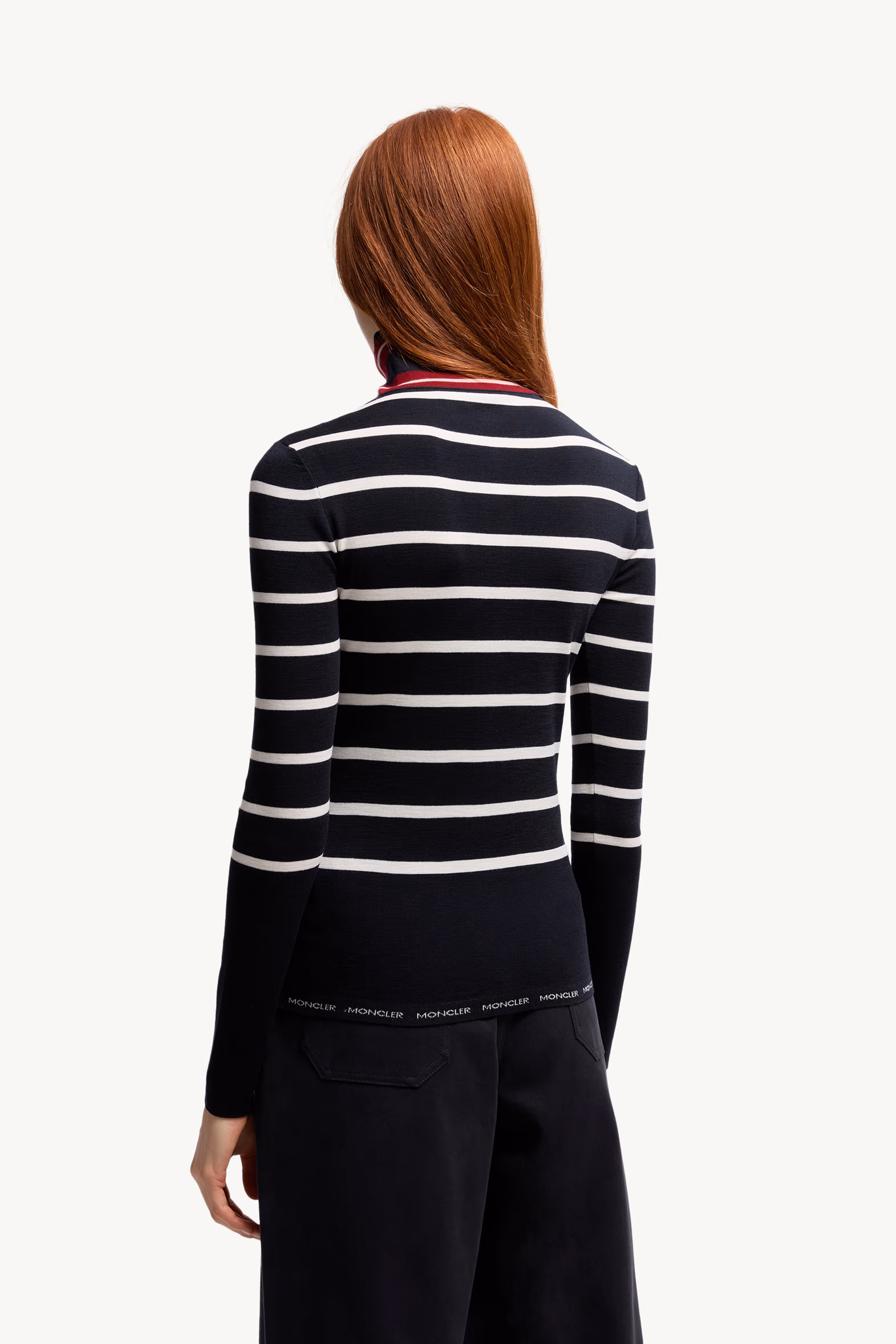 Striped Wool Turtleneck Sweater Women Blue & White Moncler 5